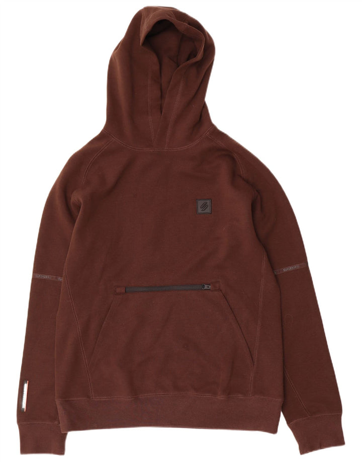 Superdry Mens Hoodie Jumper Small Brown Cotton