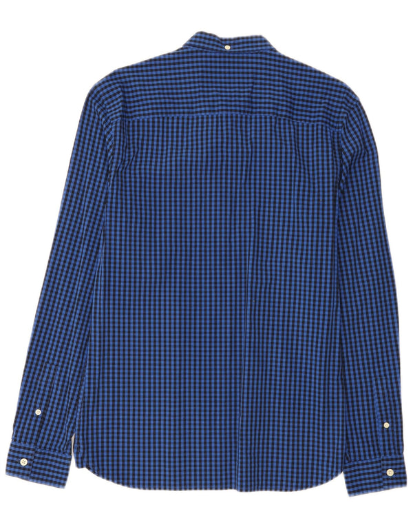 Lyle & Scott Mens Slim Fit Shirt Medium Blue Gingham Cotton
