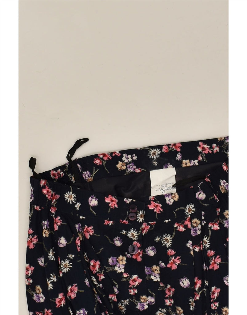 VINTAGE Womens Pleated Skirt IT 42 Medium W30 Black Floral Viscose | Vintage Vintage | Thrift | Second-Hand Vintage | Used Clothing | Messina Hembry 