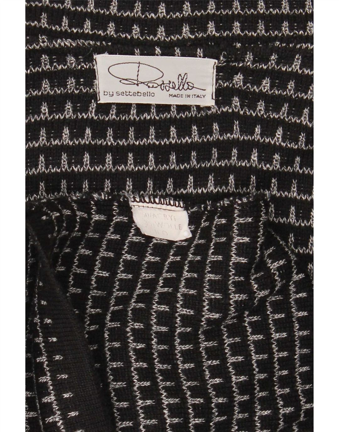 Settebello Mens Cardigan Sweater XL Black Check Acrylic