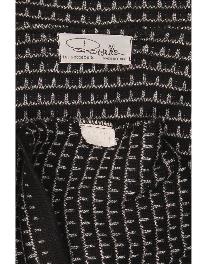 Settebello Mens Cardigan Sweater XL Black Check Acrylic
