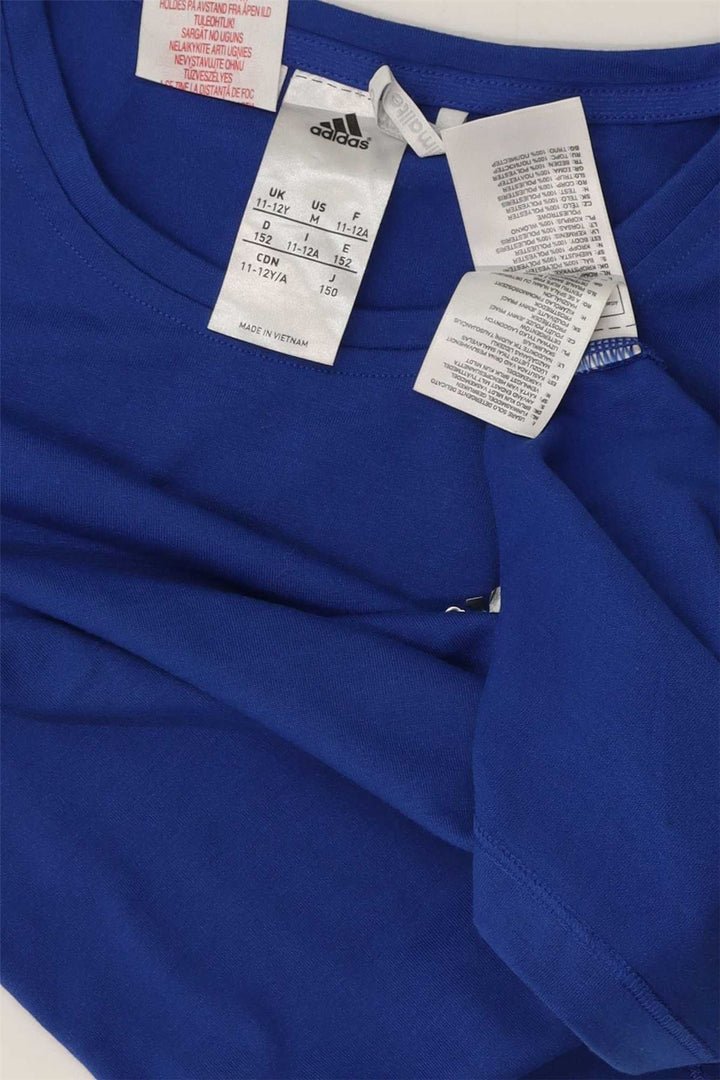 ADIDAS Girls Climalite T-Shirt Top 11-12 Years Blue Polyester