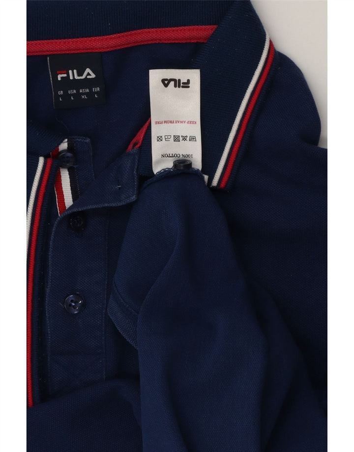 FILA Mens Polo Shirt Large Navy Blue Cotton