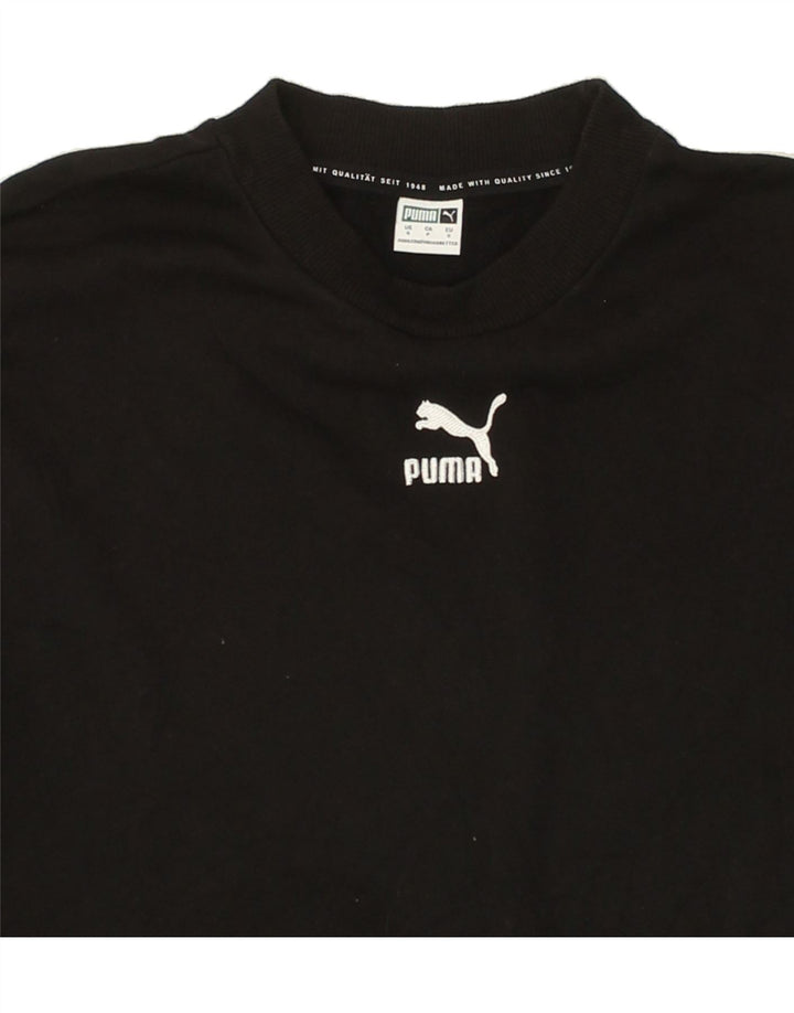 PUMA Womens Crop Sweatshirt Jumper UK 10 Small Black Cotton Vintage Puma and Second-Hand Puma from Messina Hembry 