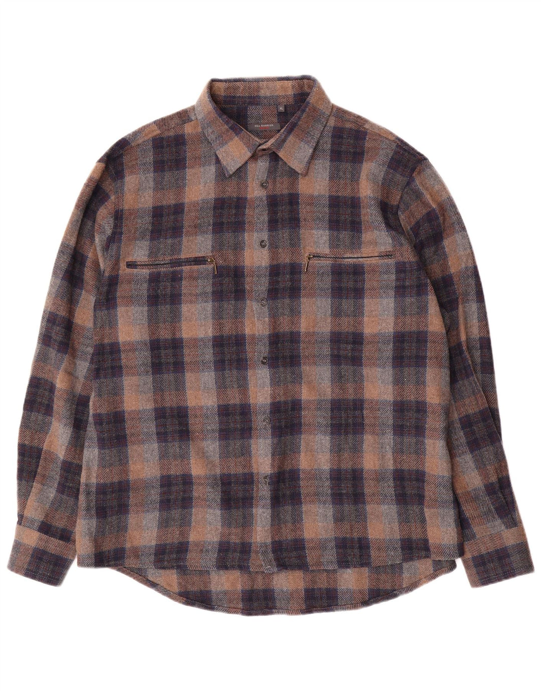 SEA BARRIER Mens Overshirt Shirt XL Grey Check Acrylic