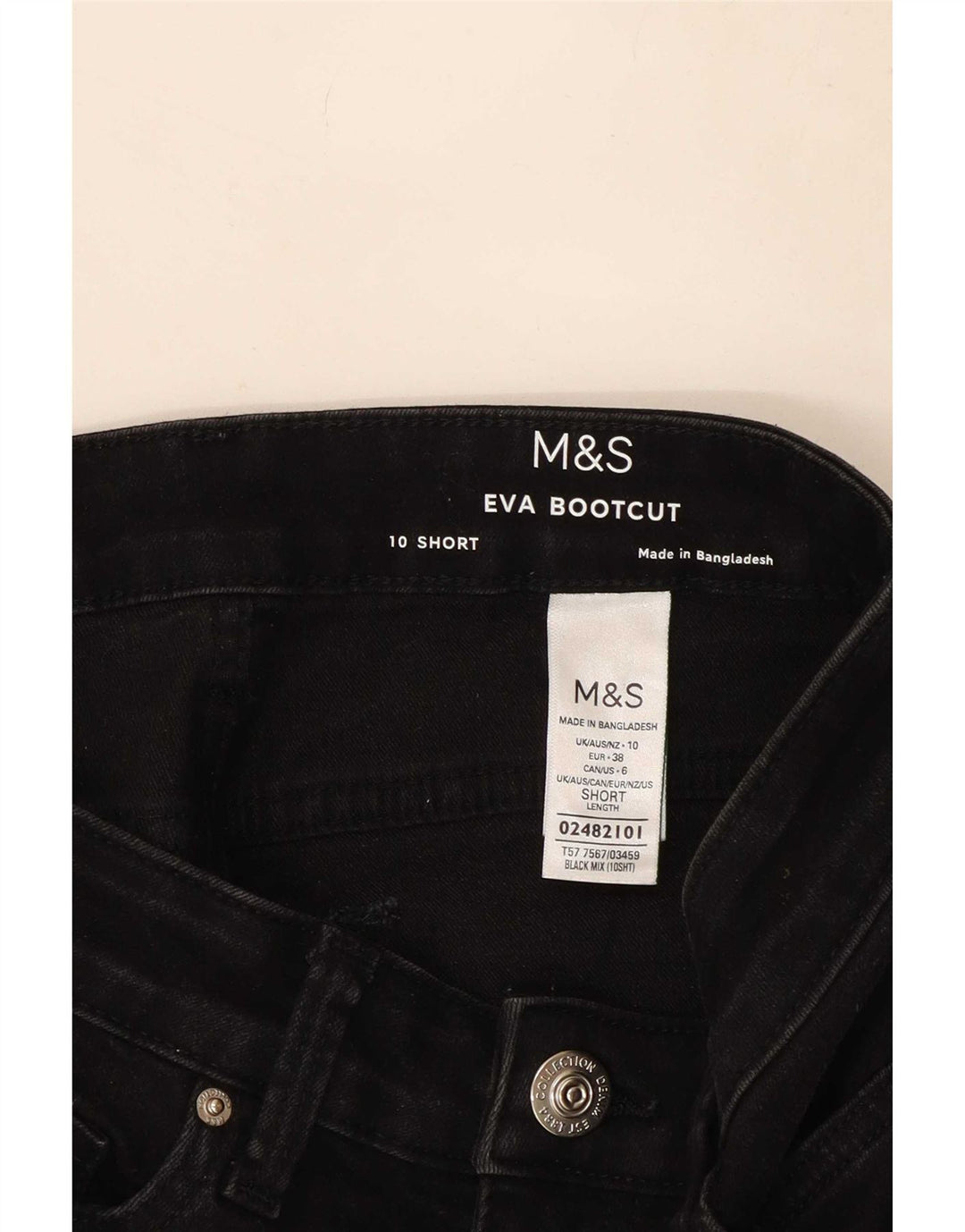 Marks & Spencer Womens Eva Bootcut Jeans UK 10 Small W27 L27 Black