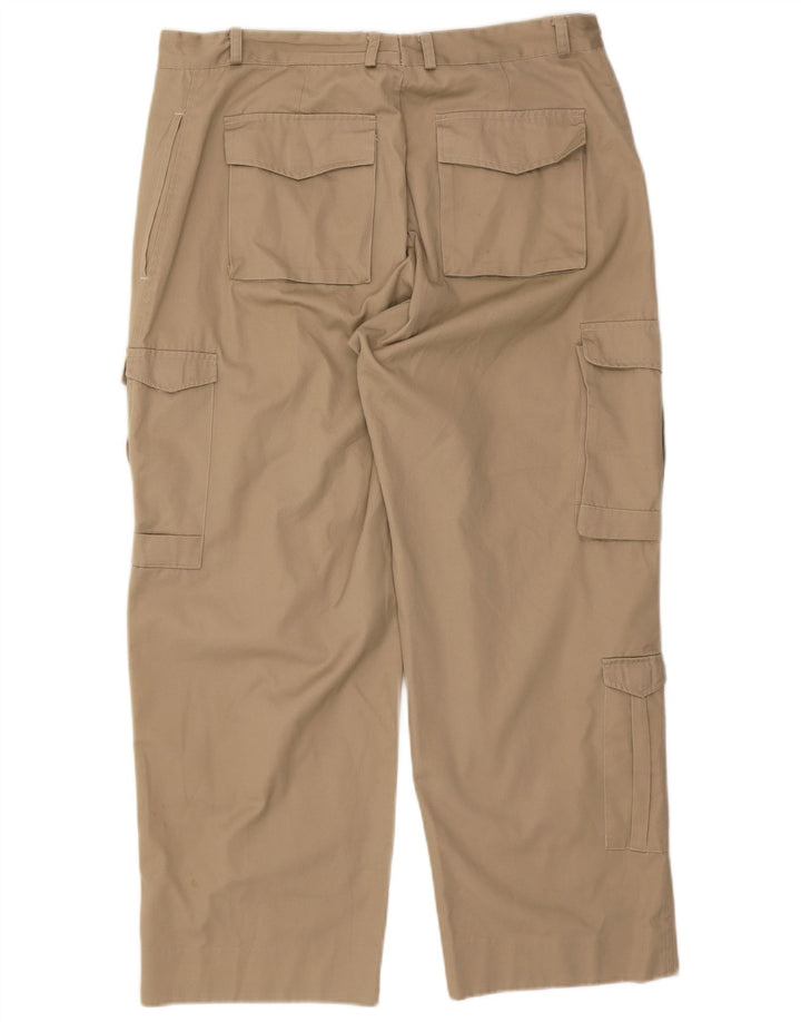 VINTAGE Mens Straight Cargo Trousers W36 L28 Khaki