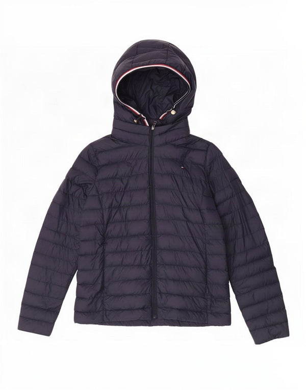 Tommy Hilfiger Womens Hooded Padded Jacket UK 6 XS Navy Blue Polyamide