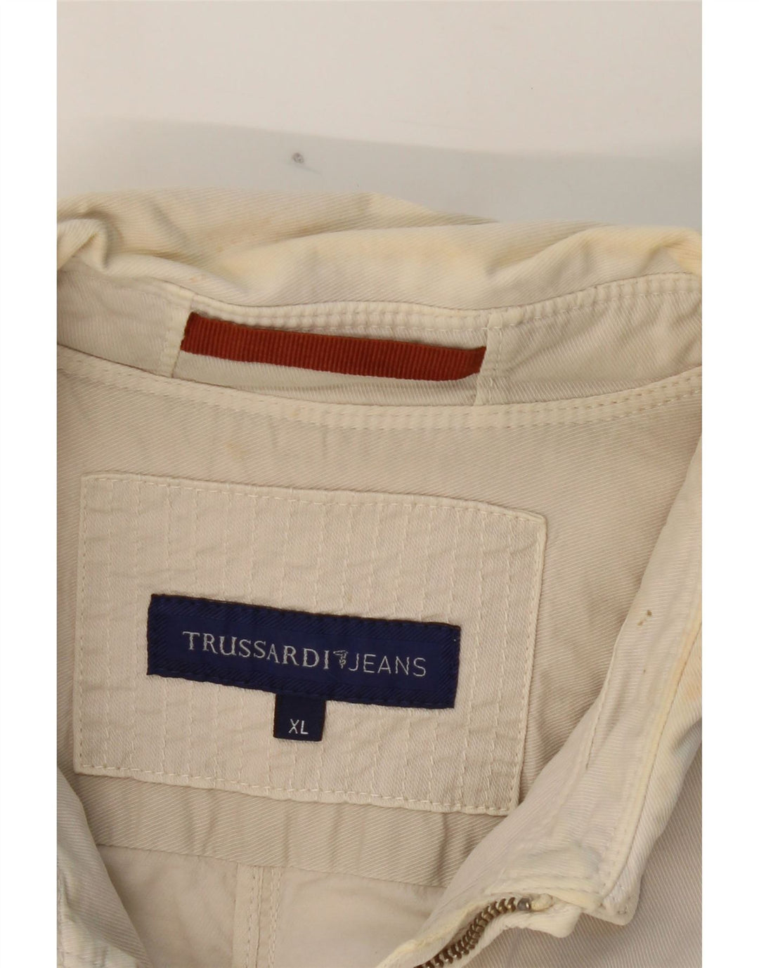 TRUSSARDI JEANS Womens Utility Jacket UK 18 XL Beige Cotton Vintage Trussardi Jeans and Second-Hand Trussardi Jeans from Messina Hembry 
