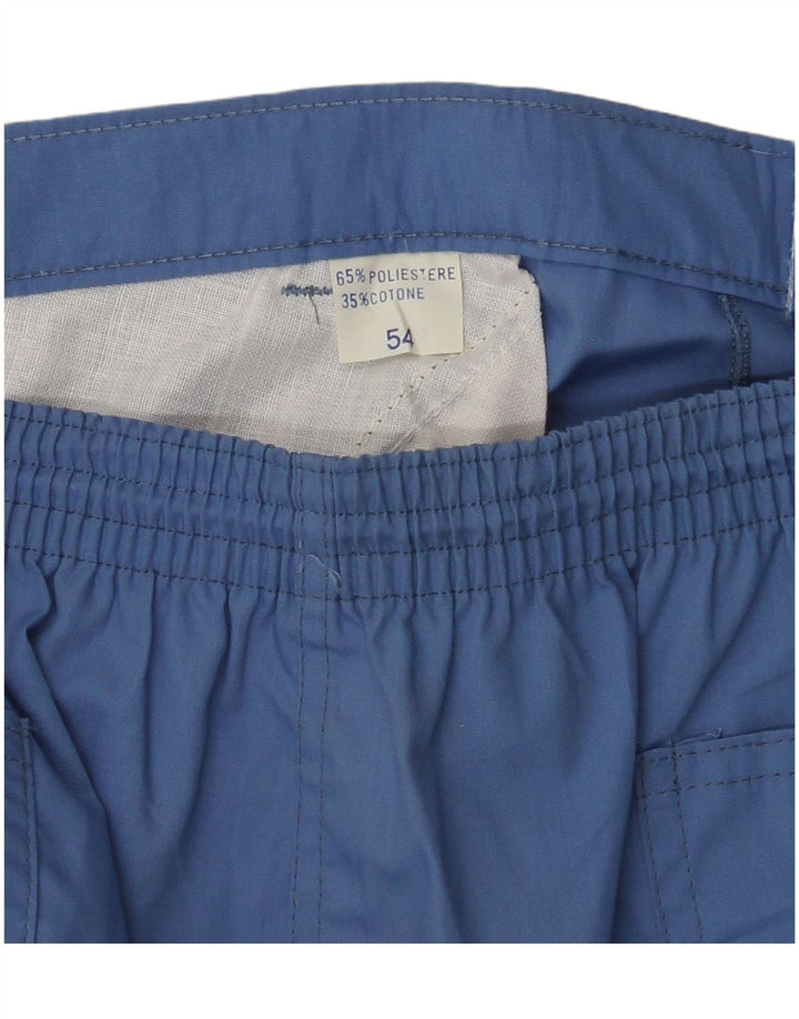 VINTAGE Mens Chino Shorts IT 54 2XL W32 Blue Polyester