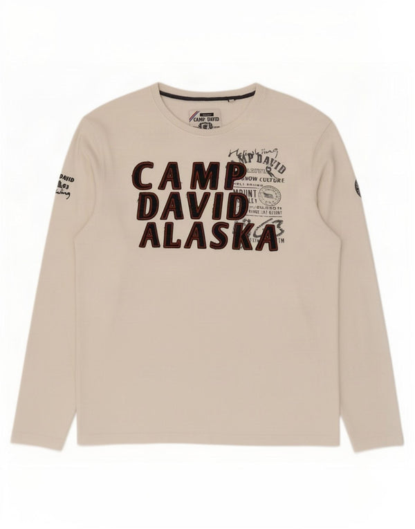 Camp David Mens Graphic Top Long Sleeve XL White Cotton