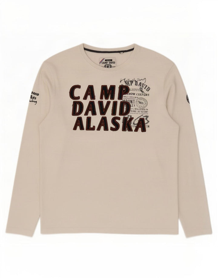 Camp David Mens Graphic Top Long Sleeve XL White Cotton