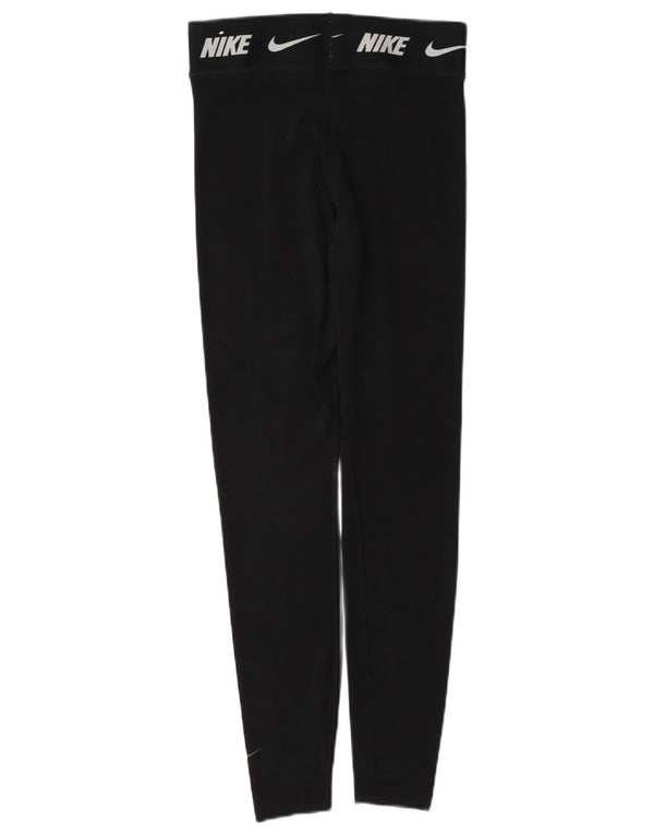 Nike Womens Graphic Slim Fit Leggings UK 6 XS Black Cotton