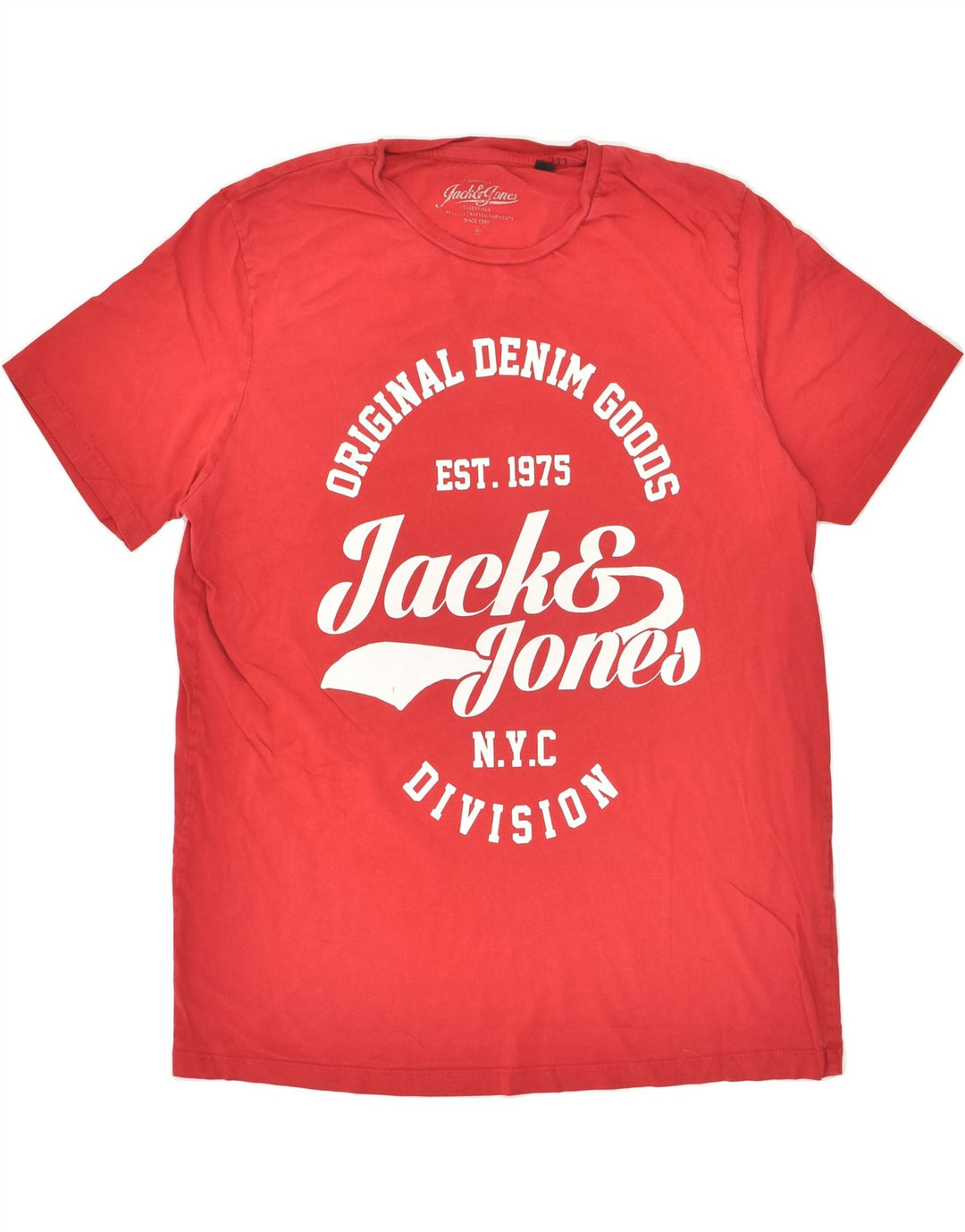 JACK & JONES Mens Slim Graphic T-Shirt Top XL Red Cotton | Vintage Jack & Jones | Thrift | Second-Hand Jack & Jones | Used Clothing | Messina Hembry 