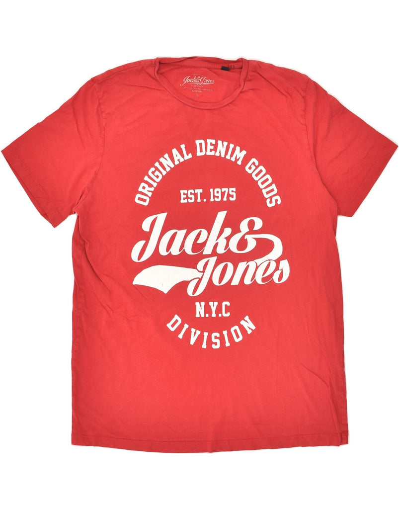 JACK & JONES Mens Slim Graphic T-Shirt Top XL Red Cotton | Vintage Jack & Jones | Thrift | Second-Hand Jack & Jones | Used Clothing | Messina Hembry 