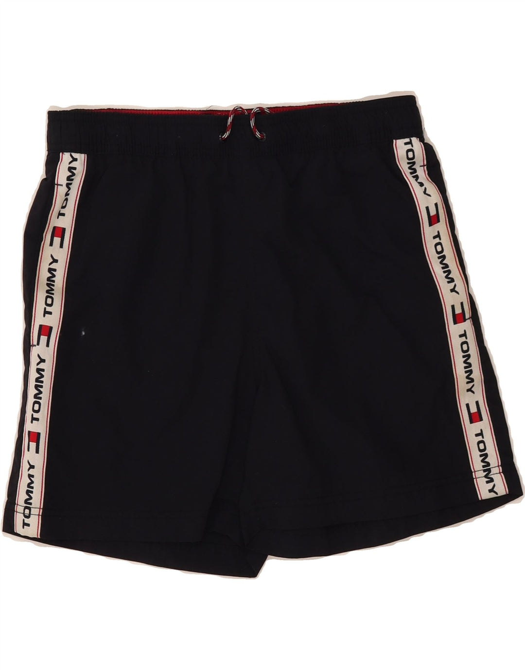 TOMMY HILFIGER Mens Graphic Sport Shorts Small Navy Blue Polyester Vintage Tommy Hilfiger and Second-Hand Tommy Hilfiger from Messina Hembry 