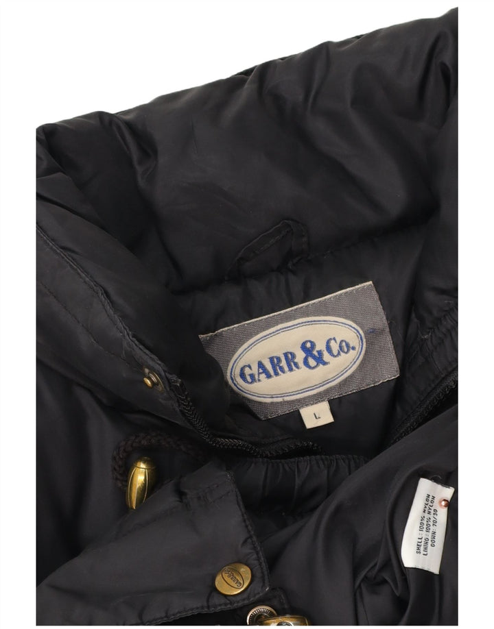 Vintage Mens Hooded Padded Jacket UK 40 Large Black Nylon