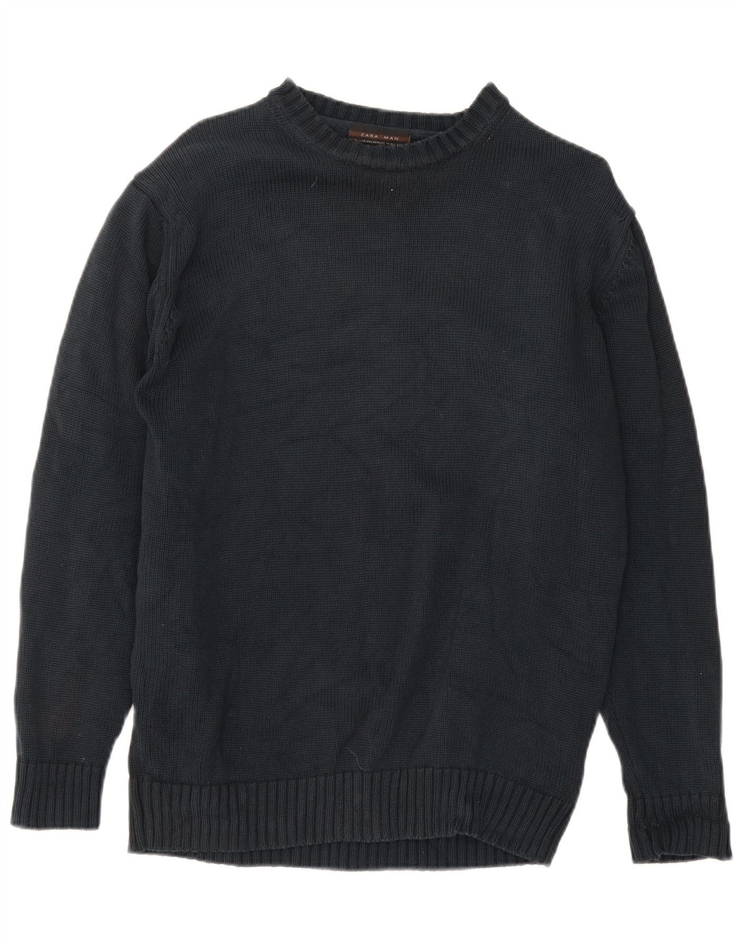 Zara Mens Crew Neck Jumper Sweater XL Black