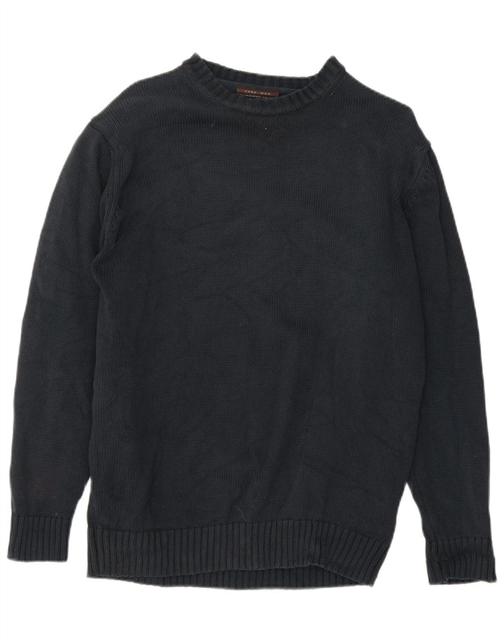 Zara Mens Crew Neck Jumper Sweater XL Black