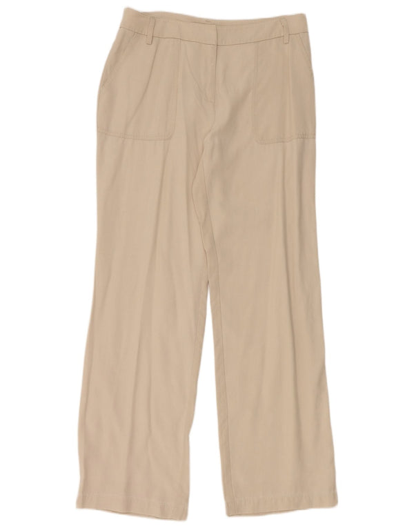 Armani Womens Wide Leg Chino Trousers IT 42 Medium W32 L31 Beige Lyocell
