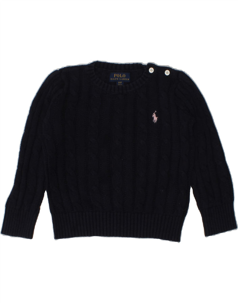POLO RALPH LAUREN Girls Crew Neck Jumper Sweater 2-3 Years Navy Blue | Vintage Polo Ralph Lauren | Thrift | Second-Hand Polo Ralph Lauren | Used Clothing | Messina Hembry 
