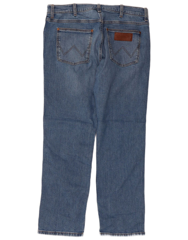 Wrangler Mens Greensboro Regular Straight Jeans W34 L30 Blue Cotton