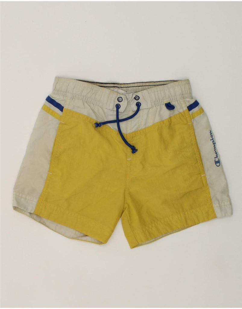 CHAMPION Boys Swimming Shorts 5-6 Years XS Yellow Polyamide | Vintage Champion | Thrift | Second-Hand Champion | Used Clothing | Messina Hembry 