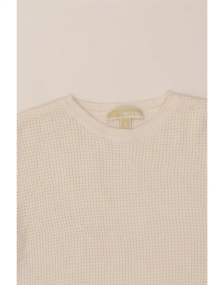 MICHAEL KORS Womens Boat Neck Jumper Sweater UK 14 Medium White Cotton Vintage Michael Kors and Second-Hand Michael Kors from Messina Hembry 