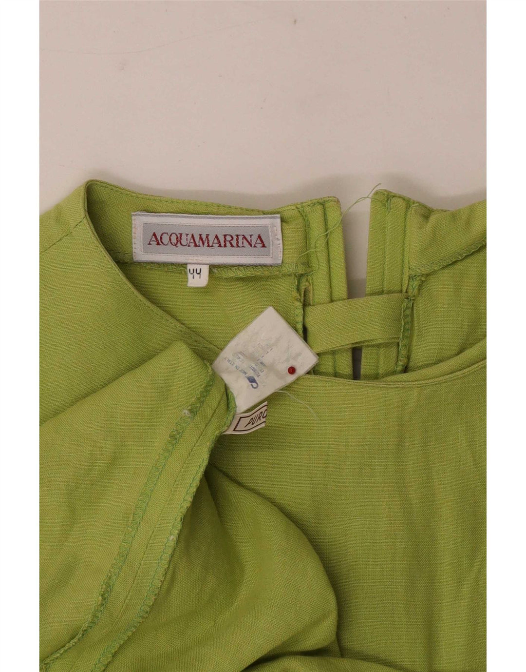 Acquamarina Womens Sleeveless Sheath Dress IT 44 Medium Green Linen