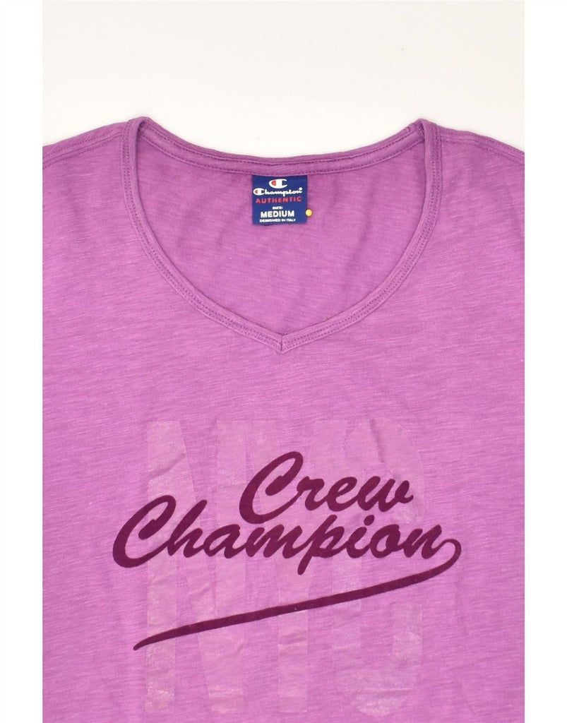 CHAMPION Womens Graphic T-Shirt Top UK 12 Medium Purple Cotton | Vintage Champion | Thrift | Second-Hand Champion | Used Clothing | Messina Hembry 