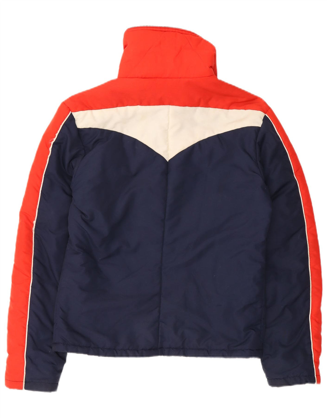 Vintage Womens Padded Jacket UK 14 Large Navy Blue Colourblock