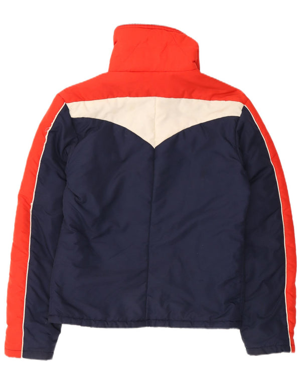 Vintage Womens Padded Jacket UK 14 Large Navy Blue Colourblock