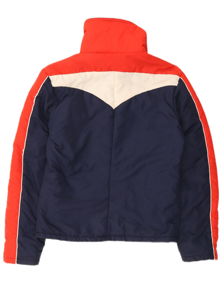 Vintage Womens Padded Jacket UK 14 Large Navy Blue Colourblock