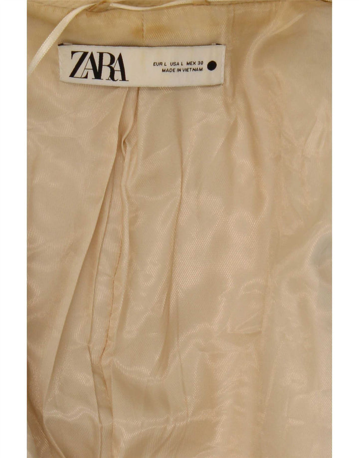 Zara Womens Oversized Overcoat UK 16 Large Beige Polyester
