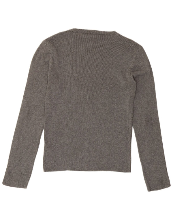 Topshop Womens Top Long Sleeve UK 16 Large Grey Acrylic