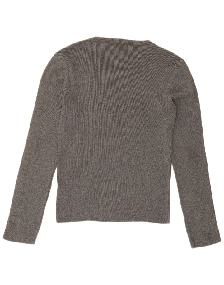 Topshop Womens Top Long Sleeve UK 16 Large Grey Acrylic
