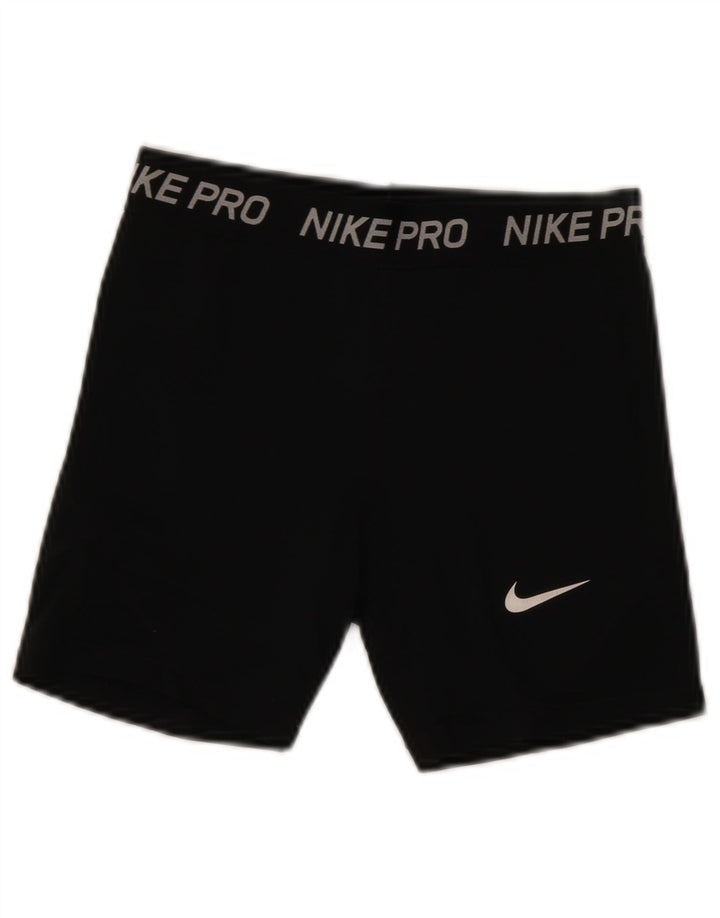 Nike Womens Dri Fit Graphic Sport Shorts UK 10 Small  Black Polyester
