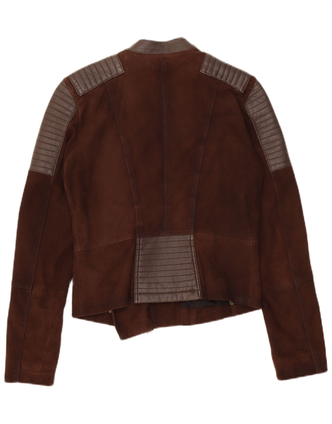 On Stage Womens Leather Biker Jacket IT 38 XS Brown Colourblock Leather