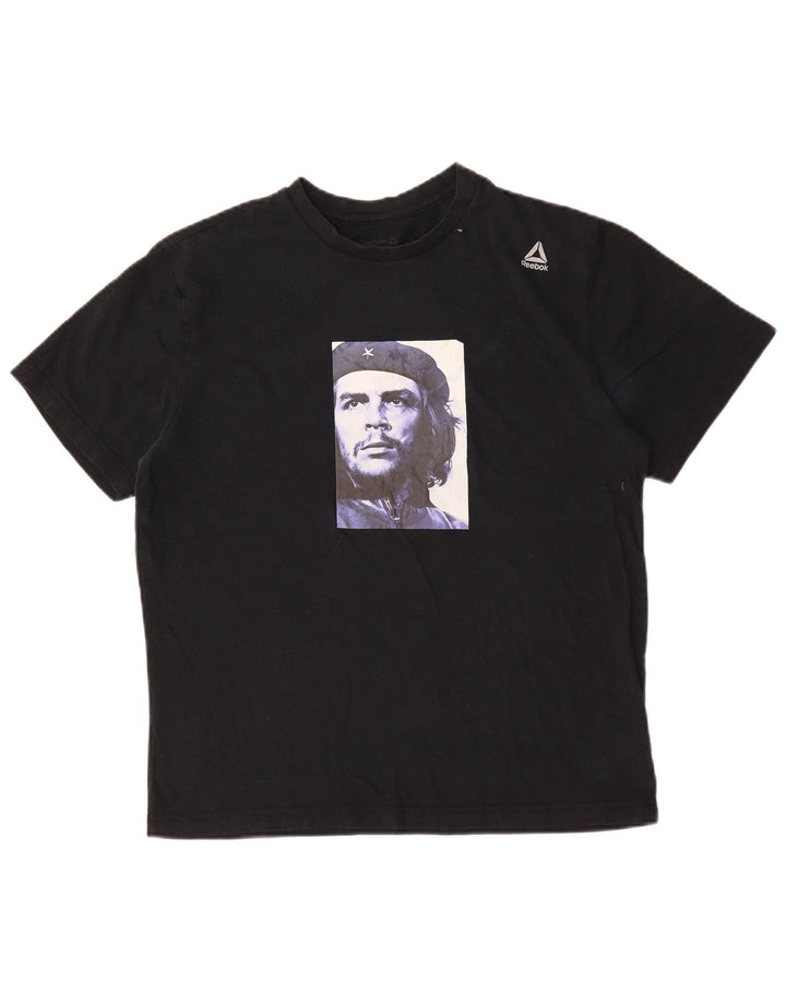 Reebok Mens Graphic T-Shirt Top Large Black Cotton