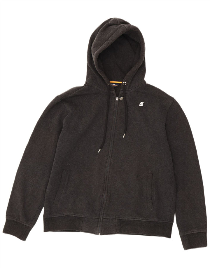 K-Way Mens Zip Hoodie Sweater XL Grey Cotton