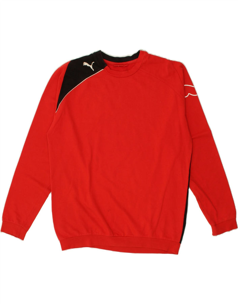 PUMA Mens Sweatshirt Jumper Medium Red Colourblock | Vintage Puma | Thrift | Second-Hand Puma | Used Clothing | Messina Hembry 