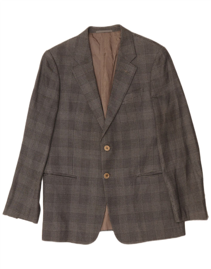 Armani Mens 2 Button Blazer Jacket UK 38 Medium Grey Check