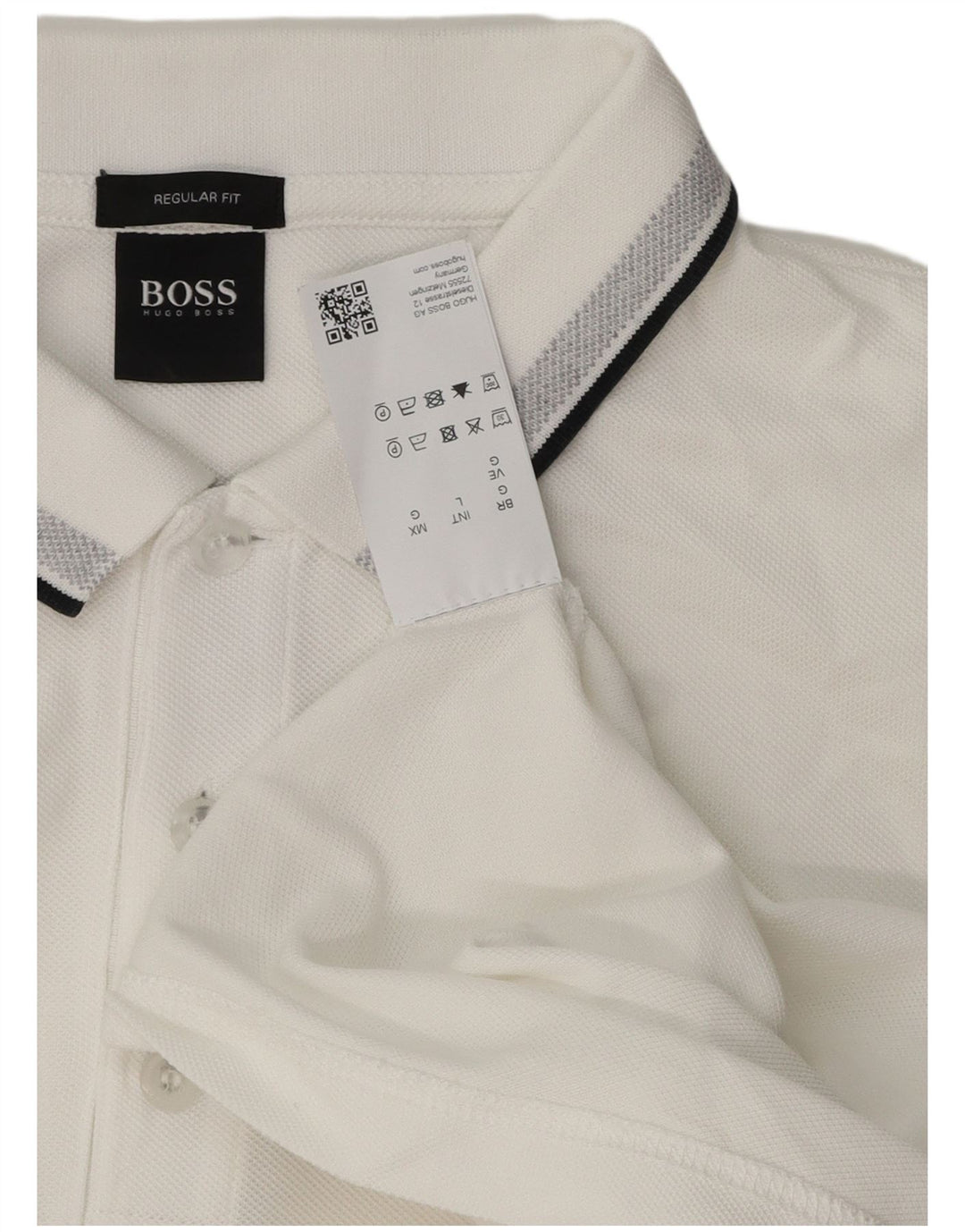 Hugo Boss Mens Regular Fit Polo Shirt Large White Cotton