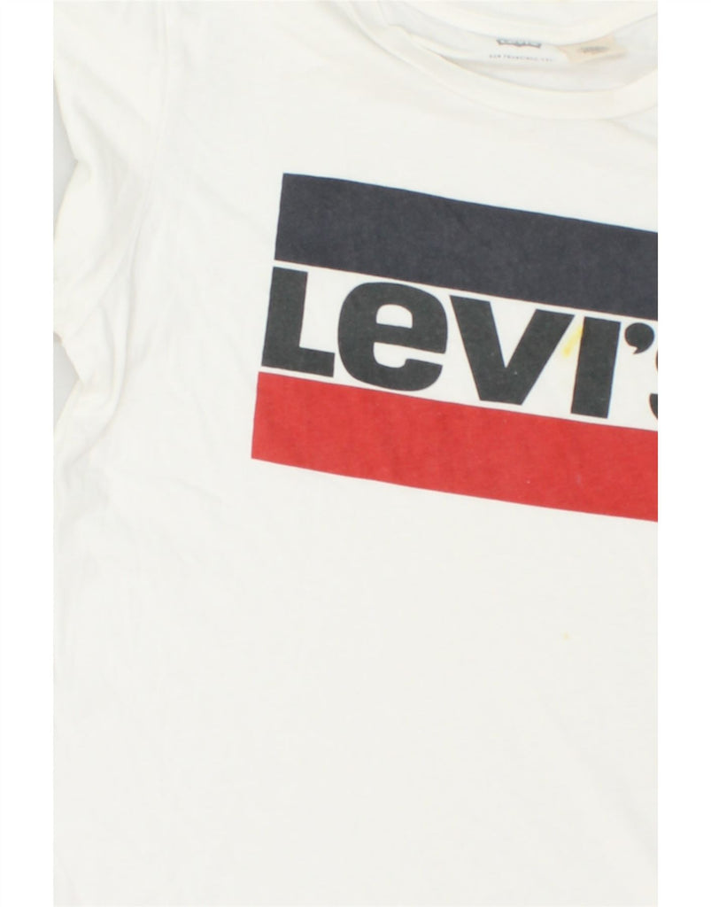 LEVI'S Womens Graphic T-Shirt Top UK 10 Small White | Vintage Levi's | Thrift | Second-Hand Levi's | Used Clothing | Messina Hembry 