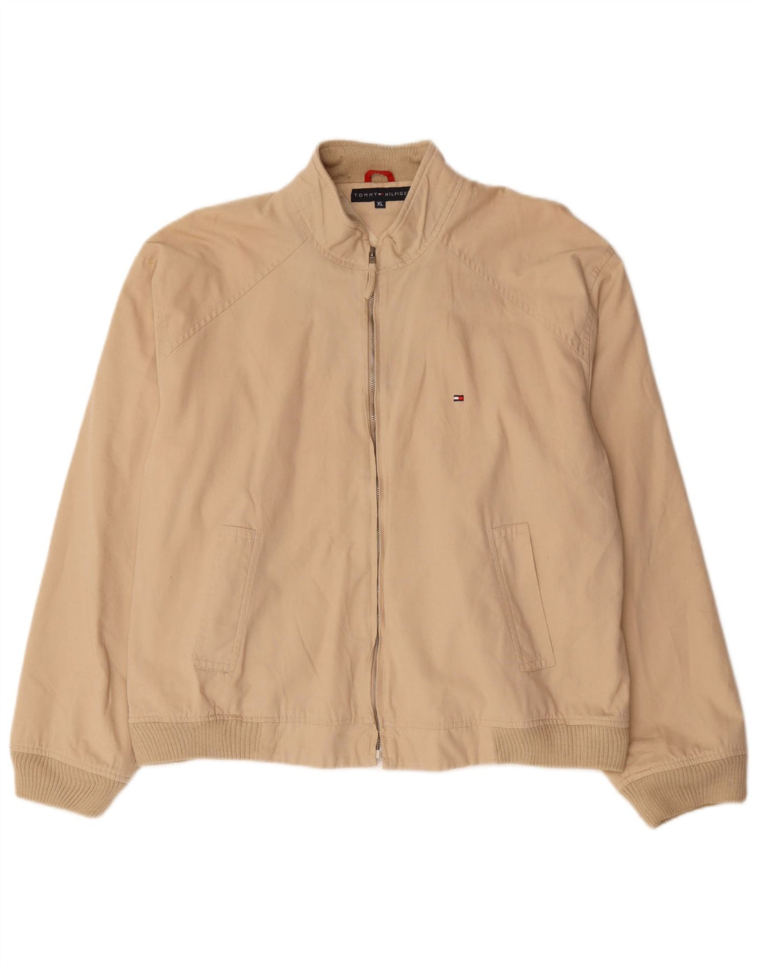 TOMMY HILFIGER Mens Bomber Jacket UK 42 XL Beige Cotton