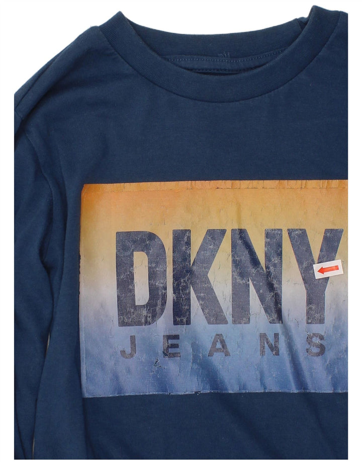 DKNY Boys Graphic Top Long Sleeve 5-6 Years Navy Blue Cotton