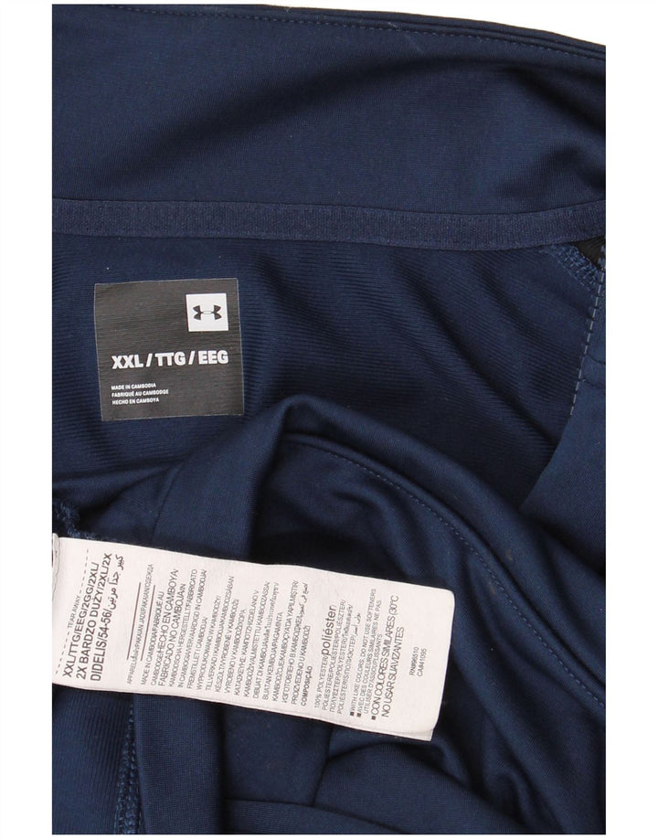 UNDER ARMOUR Mens Tracksuit Top Jacket 2XL Navy Blue Colourblock Polyester