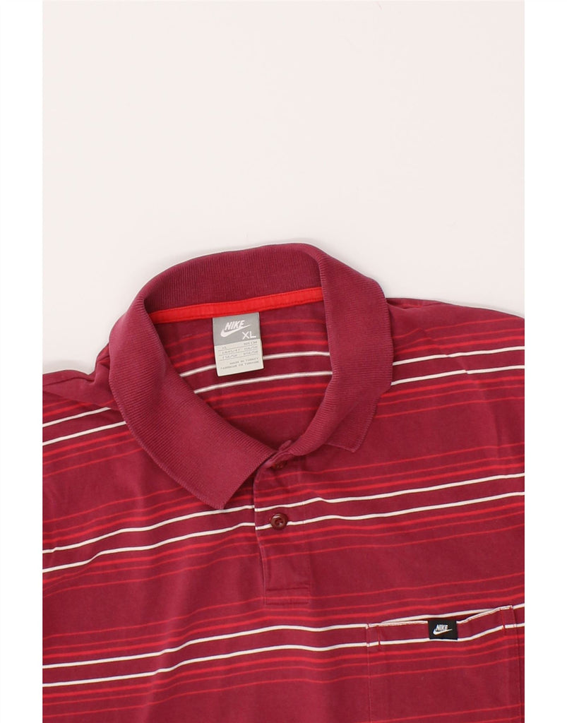 NIKE Mens Polo Shirt XL Maroon Striped | Vintage Nike | Thrift | Second-Hand Nike | Used Clothing | Messina Hembry 