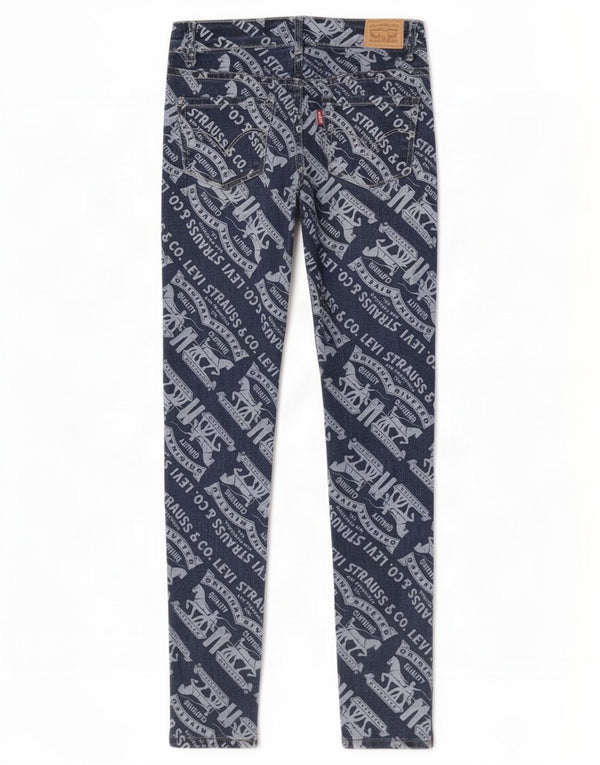 Levi's Girls 710 Graphic Super Skinny Jeans 9-10 Years W24 L26 Navy Blue
