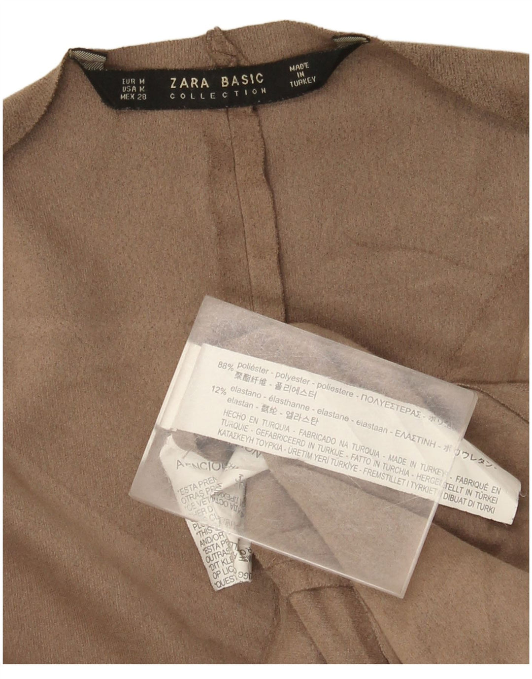 Zara Womens 3/4 Sleeve Cardigan Top UK 14 Medium Beige Polyester